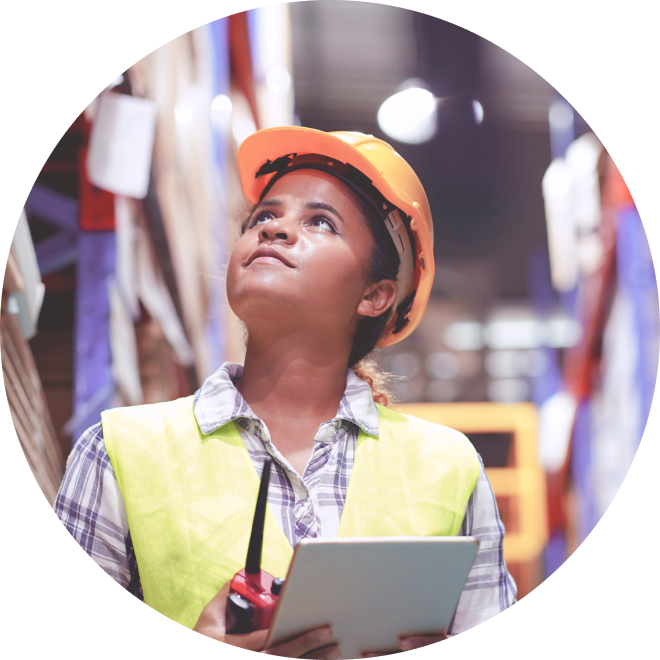 Worker with hard hat